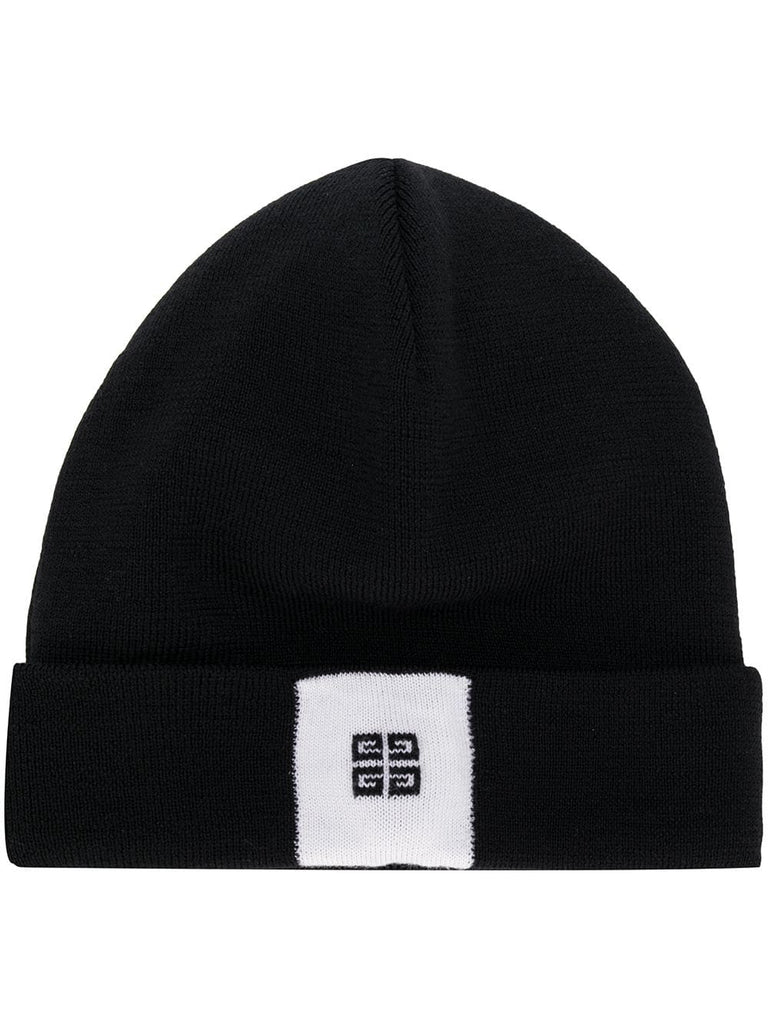 colour-block beanie hat