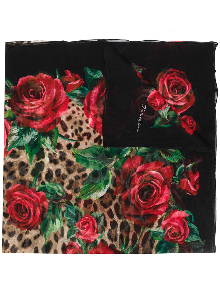 floral leopard print scarf