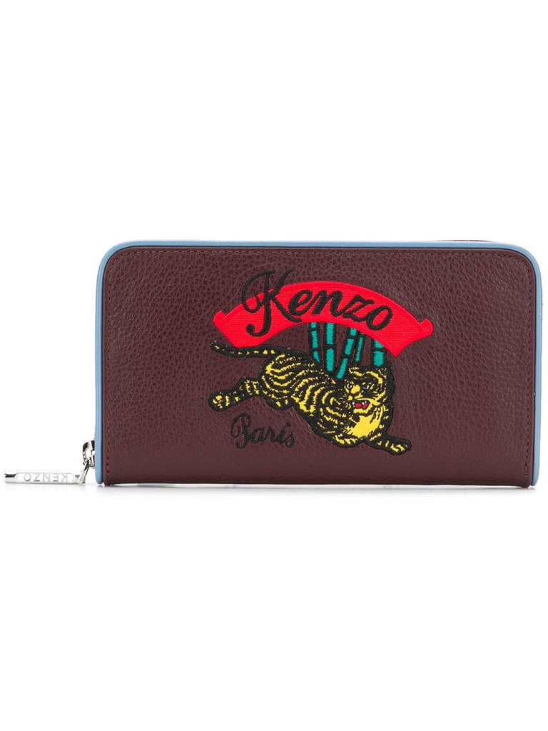 snake embossed embroidered wallet