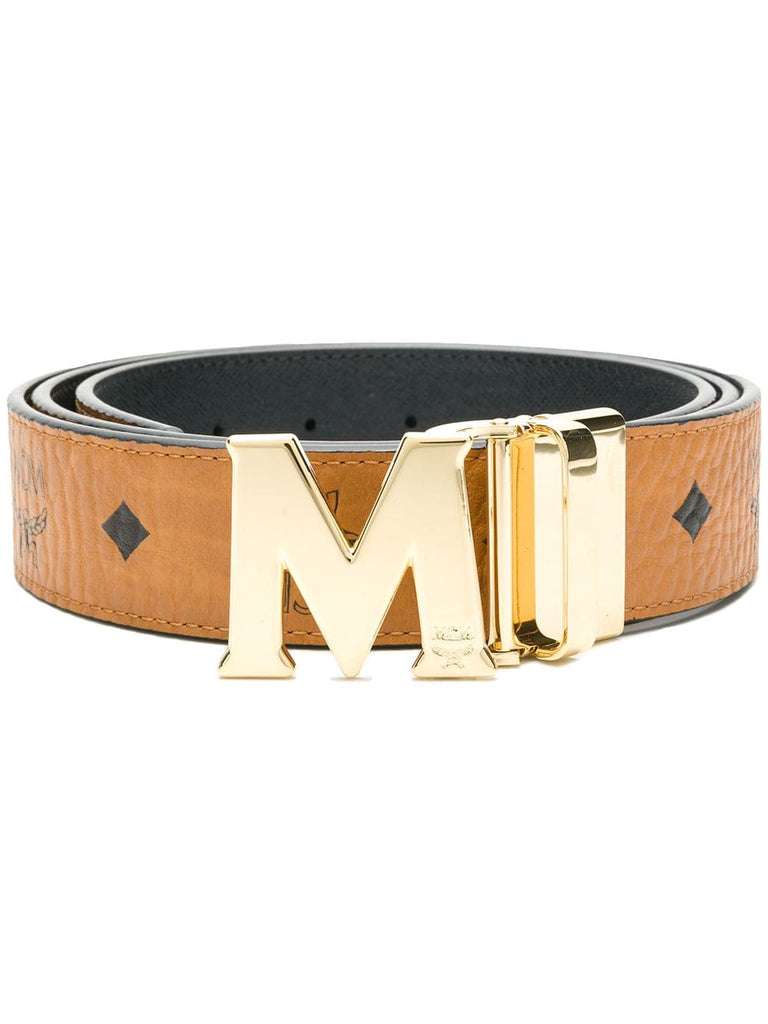 M buckle logo print belt