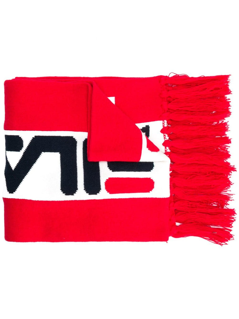 logo fringed scarf