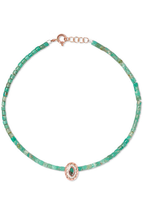 Montauk 9-karat rose gold, turquoise and bakelite anklet