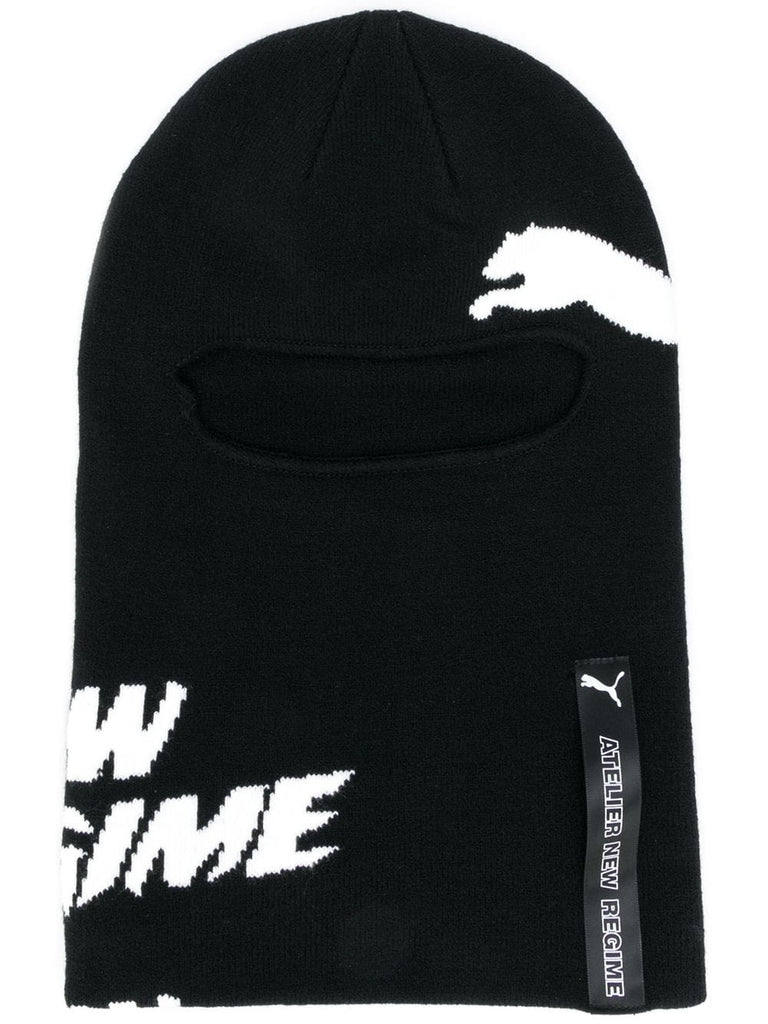 jacquard logo balaclava beanie