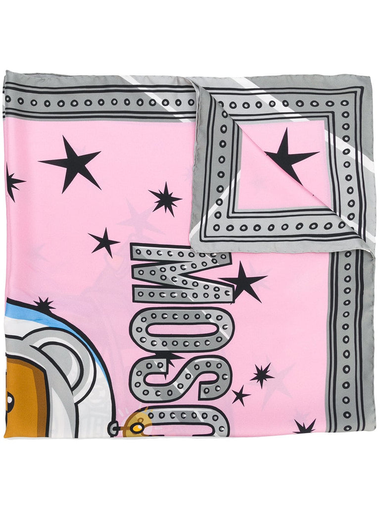 teddy spaceship print scarf