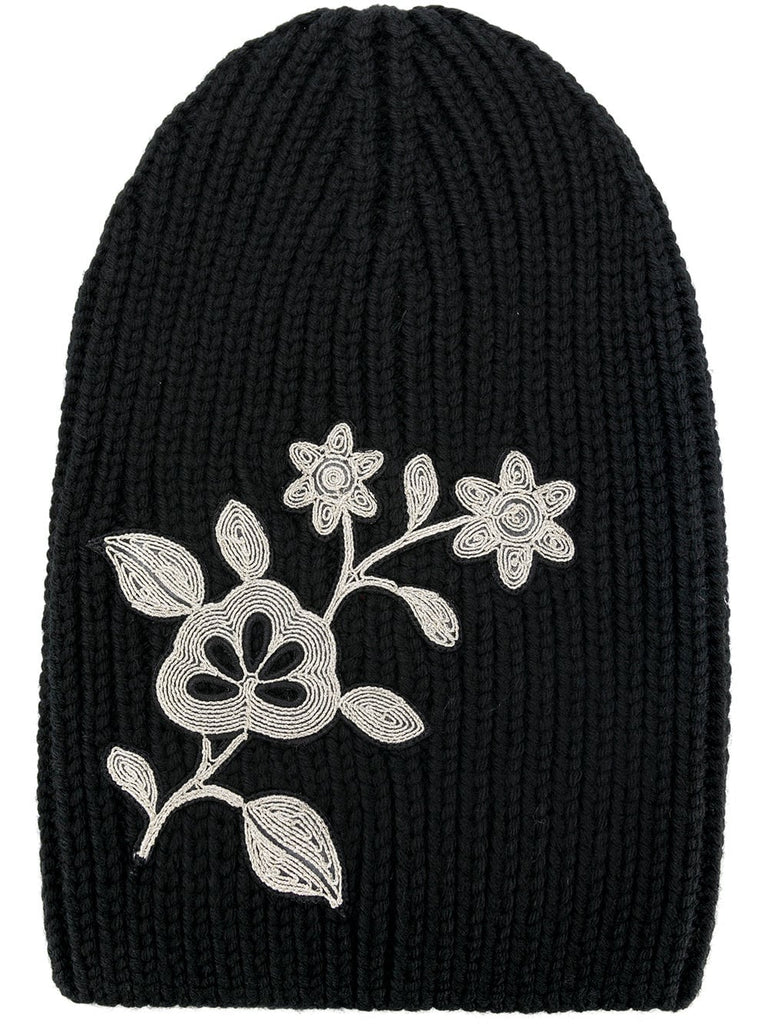 embroidered flower beanie