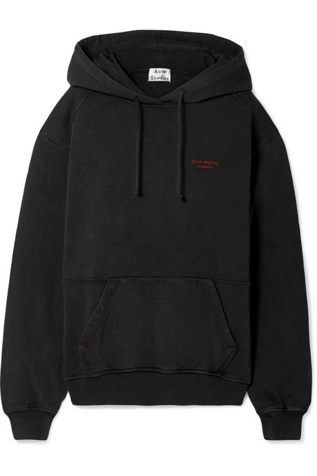 Embroidered cotton-jersey hoodie