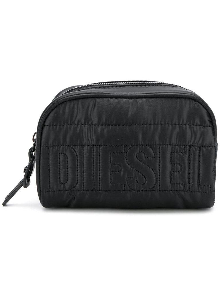 quilted logo makeup bag