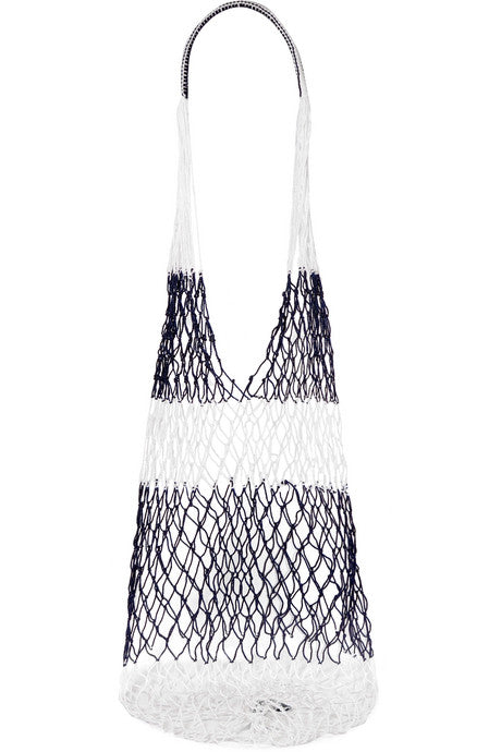 Striped macramé shoulder bag