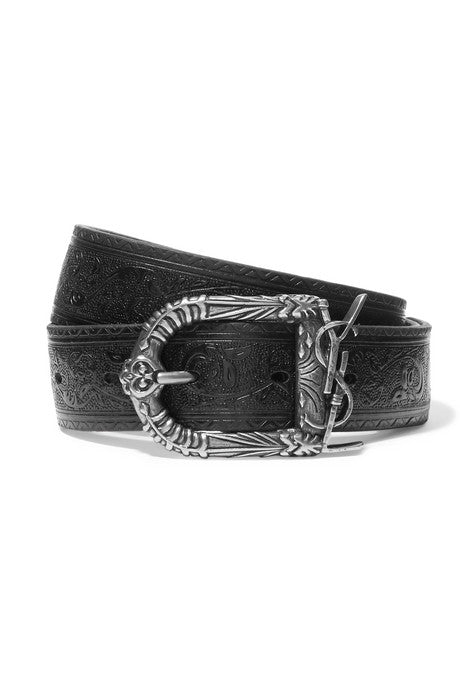 Embossed leather belt