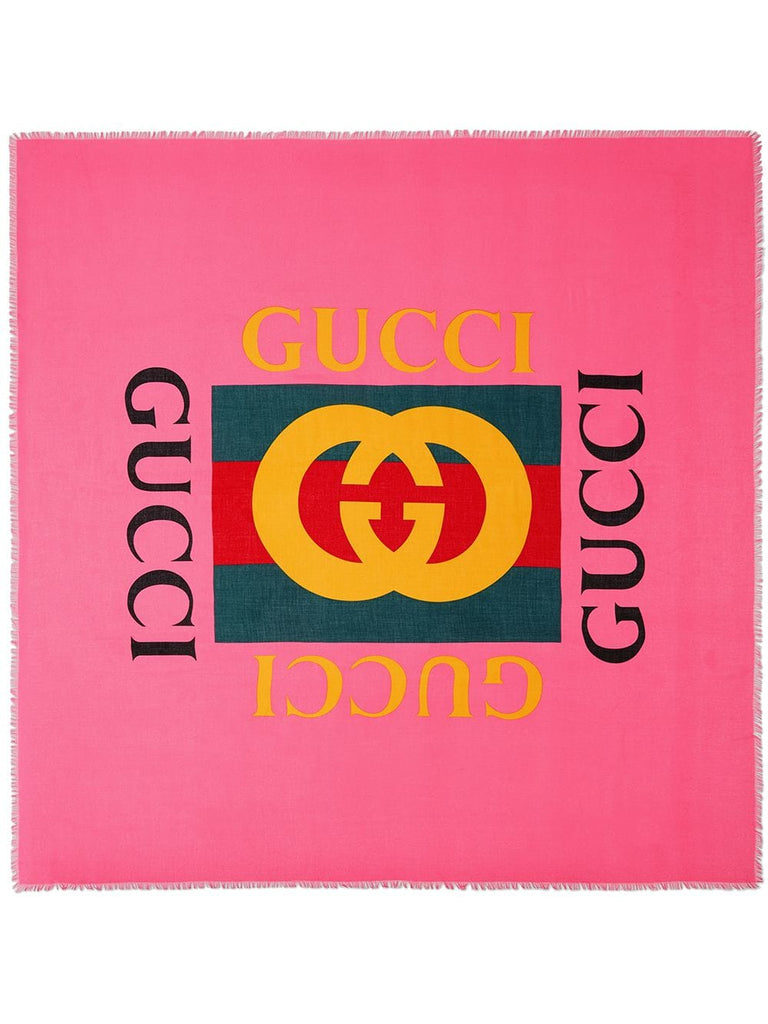 Gucci logo modal silk shawl