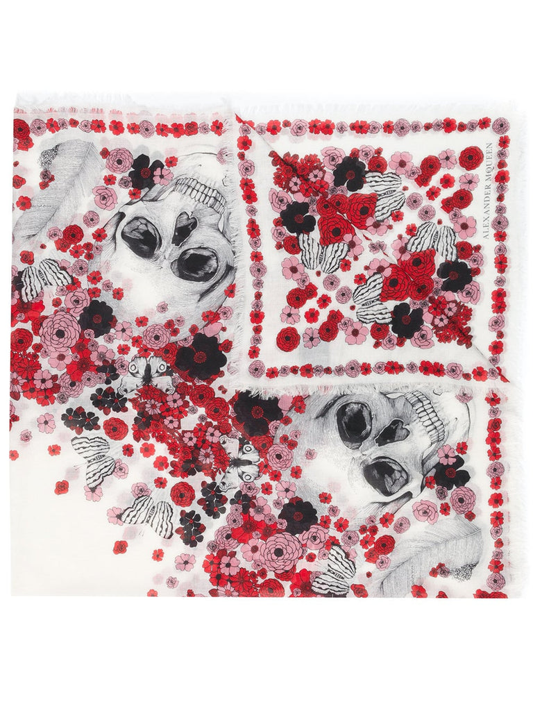 skull floral print scarf