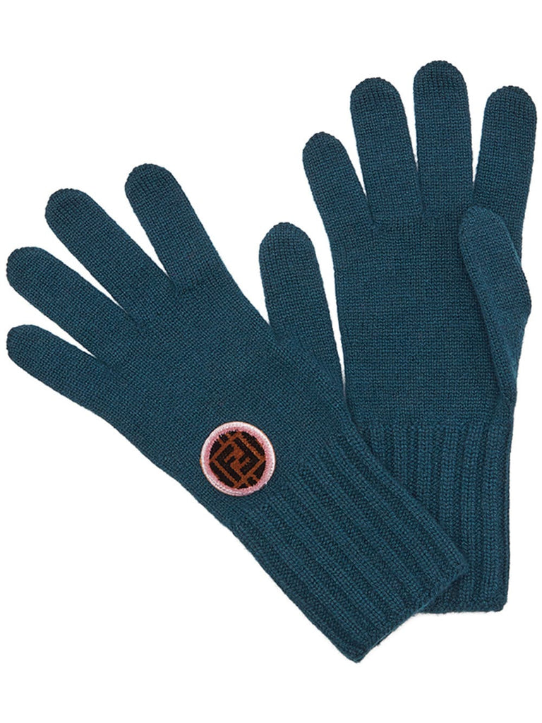 logo patch knitted gloves