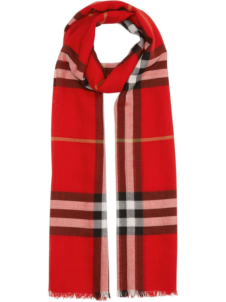 Lightweight Check Wool and Silk Scarf