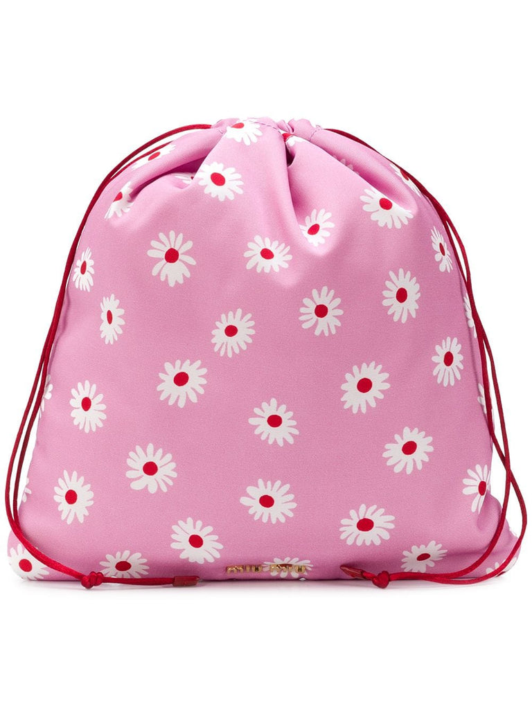 daisy print drawstring purse