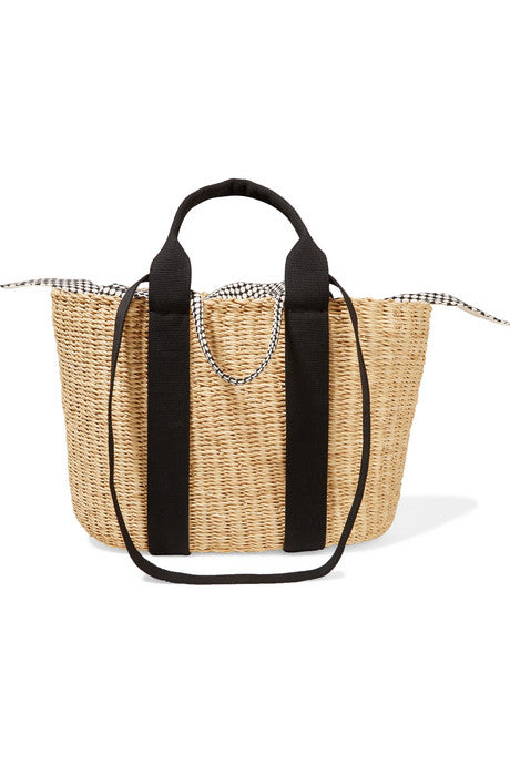 Caba straw and printed cotton-canvas tote