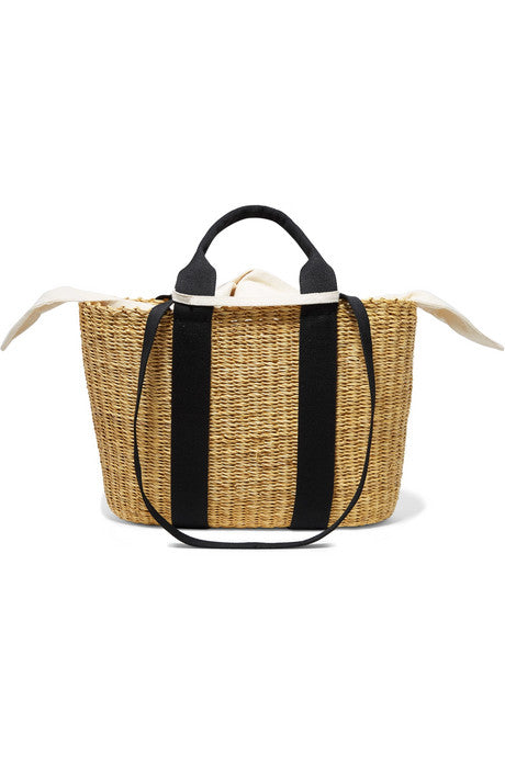 Caba straw and cotton-canvas tote