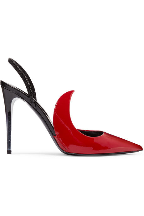 Naked Ala two-tone patent-leather slingback pumps
