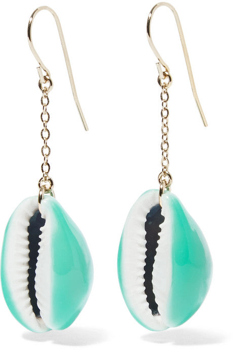 Gold-plated, shell and enamel earrings