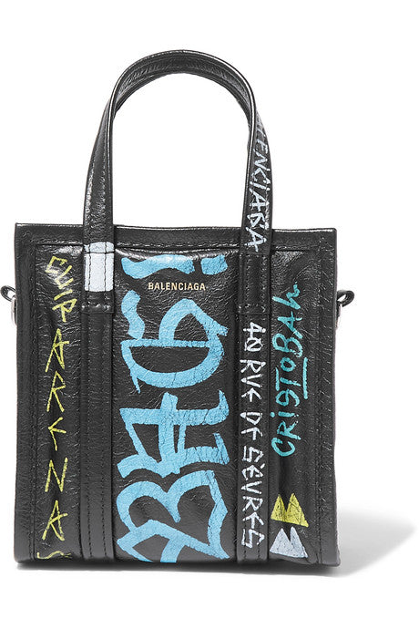 Bazar XXS Graffiti printed textured-leather tote