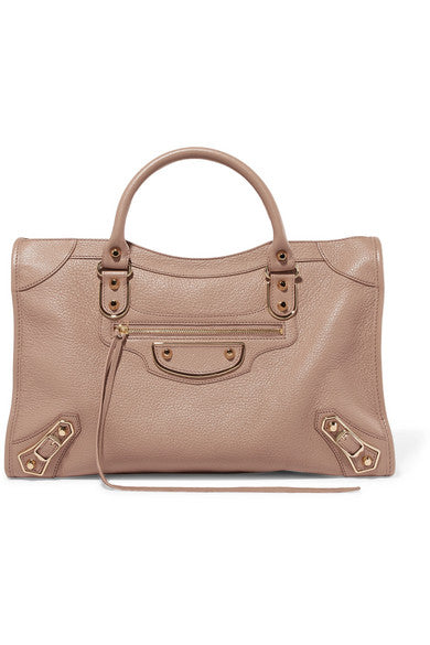 Metallic Edge City medium textured-leather tote