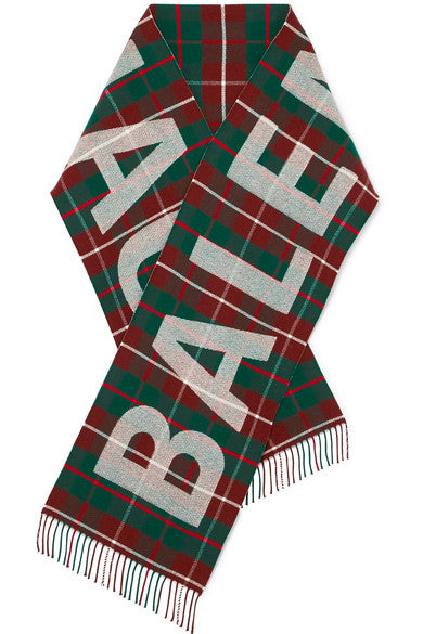 Tartan intarsia wool scarf