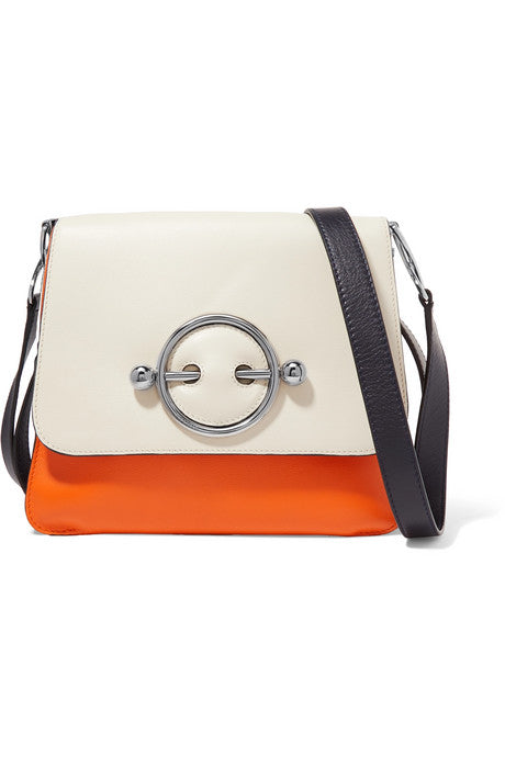 Disc color-block leather shoulder bag