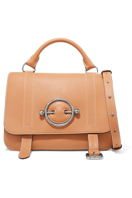 Disc leather shoulder bag