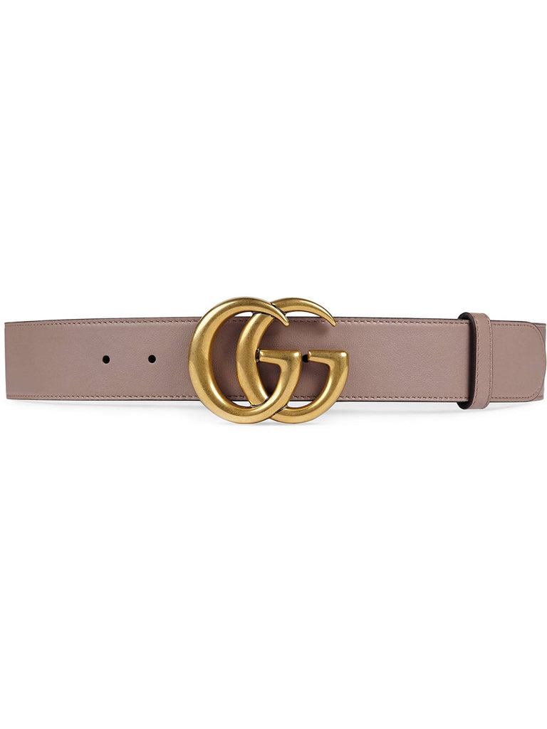 Leather belt with Double G buckle