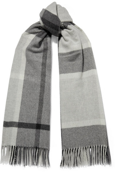 Suter fringed checked wool and cashmere-blend scarf