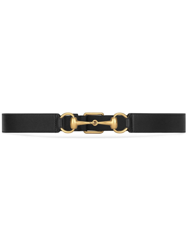 black leather belt with Horsebit