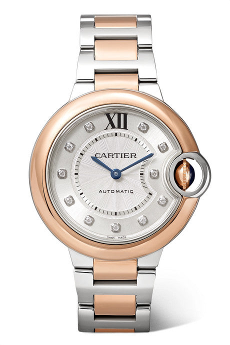 Ballon Bleu de Cartier 33mm 18-karat pink gold, stainless steel and diamond watch