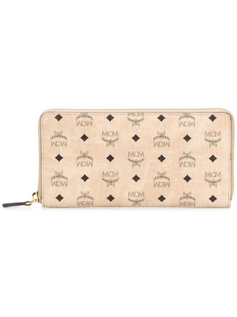 logo print zip around wallet