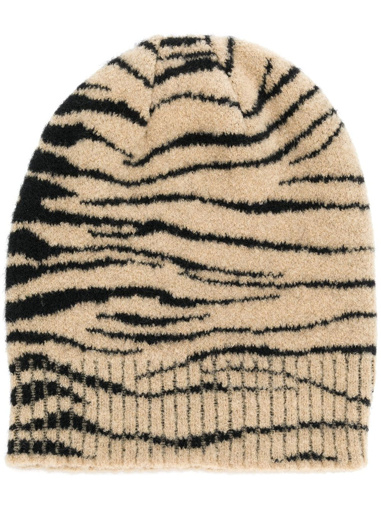 zebra print beanie hat