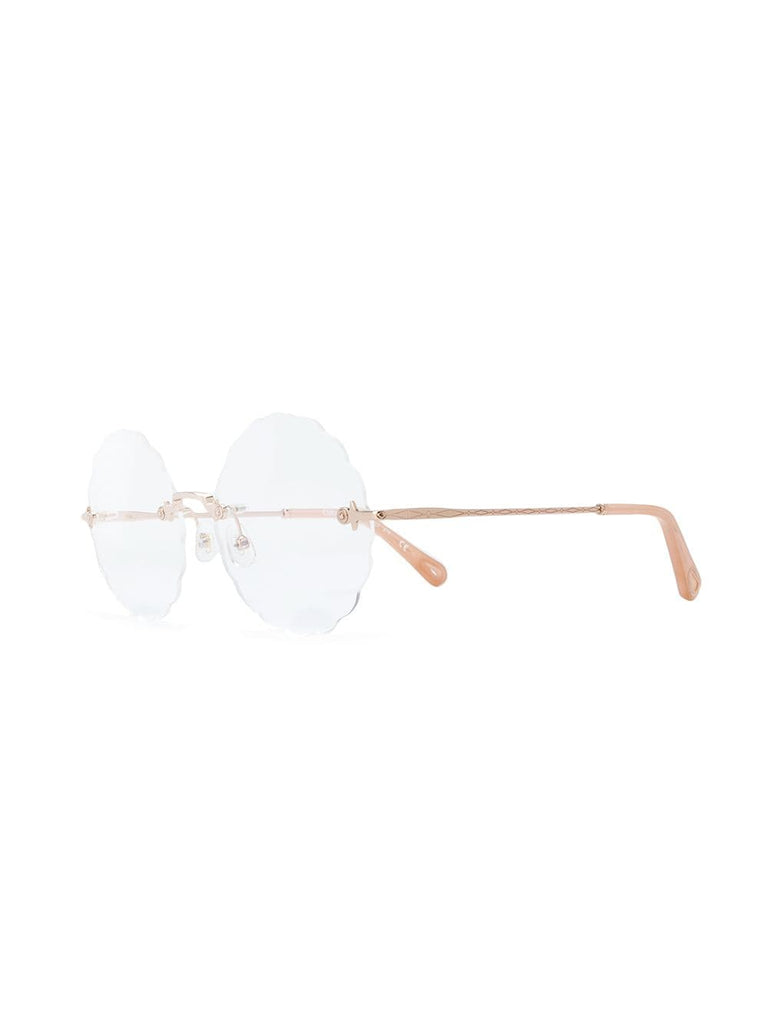 scallop trim round frame glasses