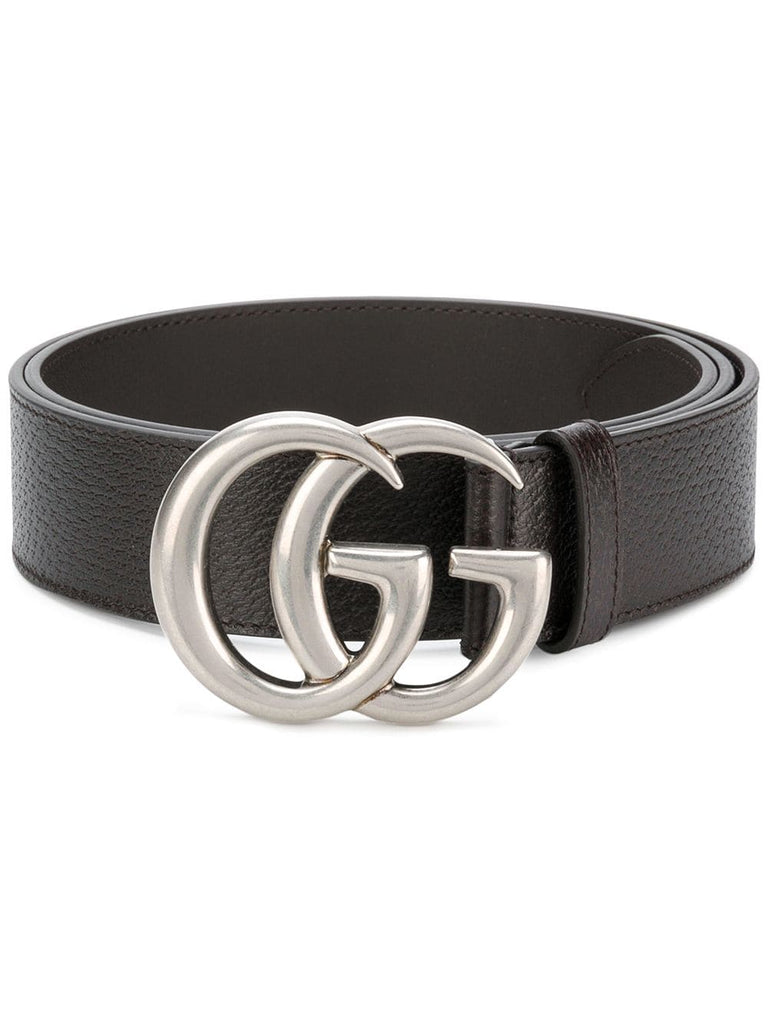 Leather belt with double G buckle