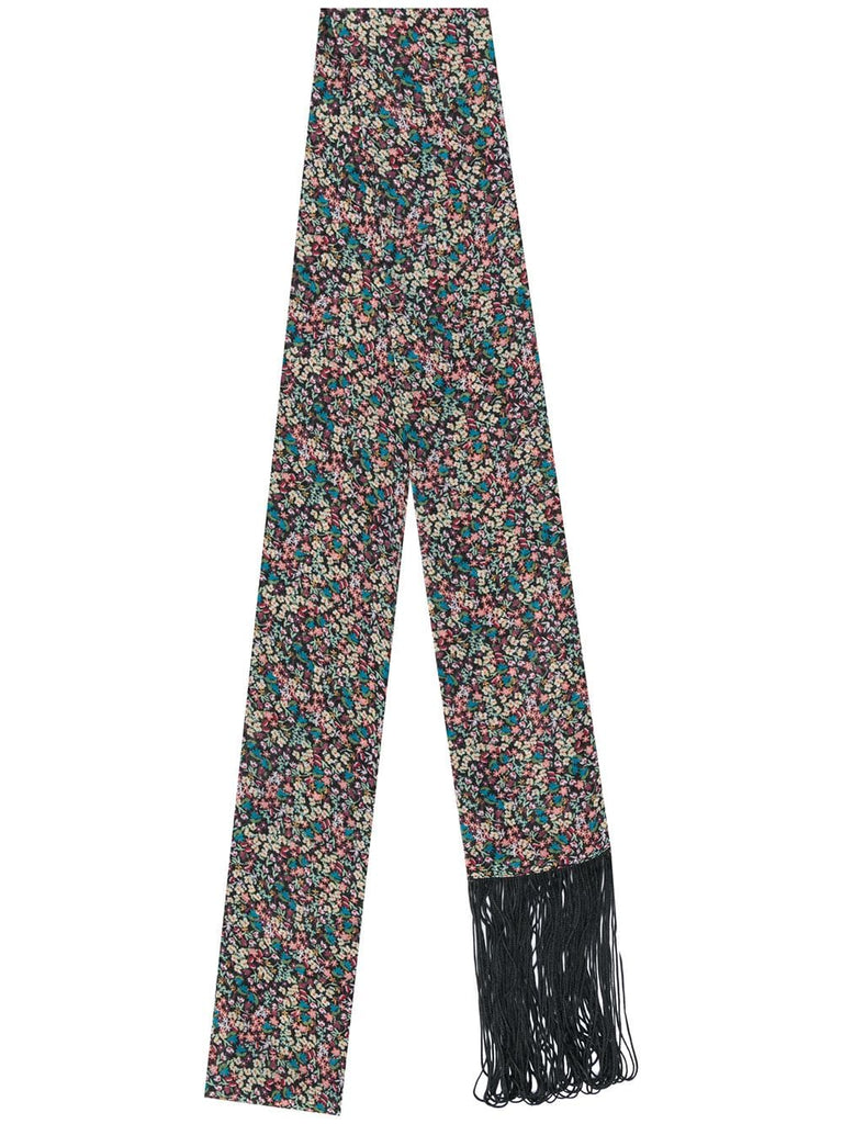 ditsy floral fringed skinny scarf