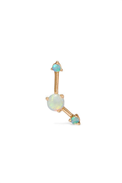 Three Step Point 14-karat gold opal earring