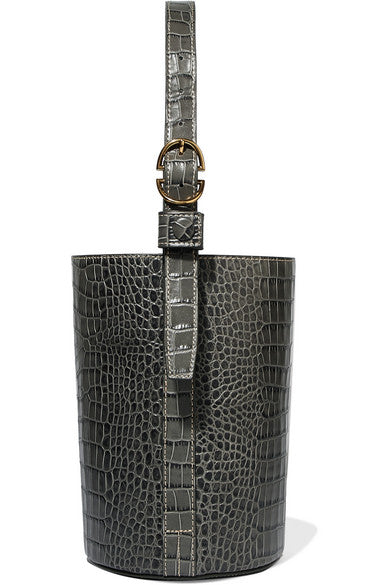 Small croc-effect leather bucket bag