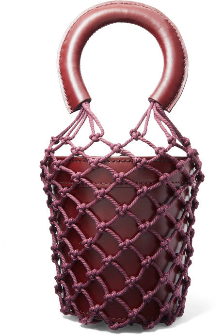 Moreau mini leather and macramé bucket bag