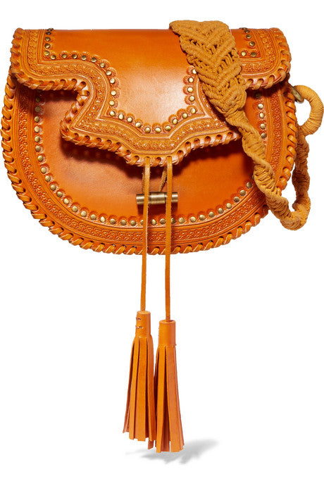 Rhita studded embossed leather shoulder bag