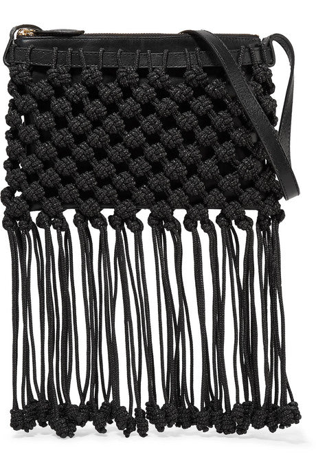 Rio macramé and leather shoulder bag