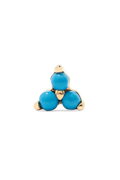 Trinity 14-karat gold turquoise earring