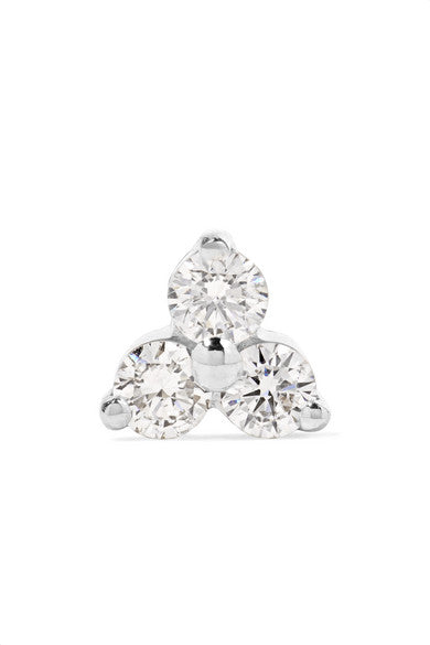 Trinity 18-karat white gold diamond earring