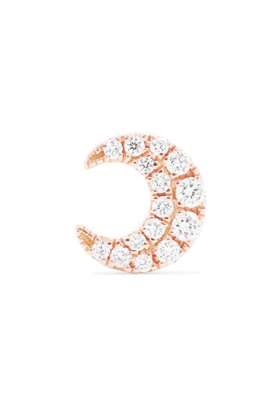 Moon 18-karat rose gold diamond earring