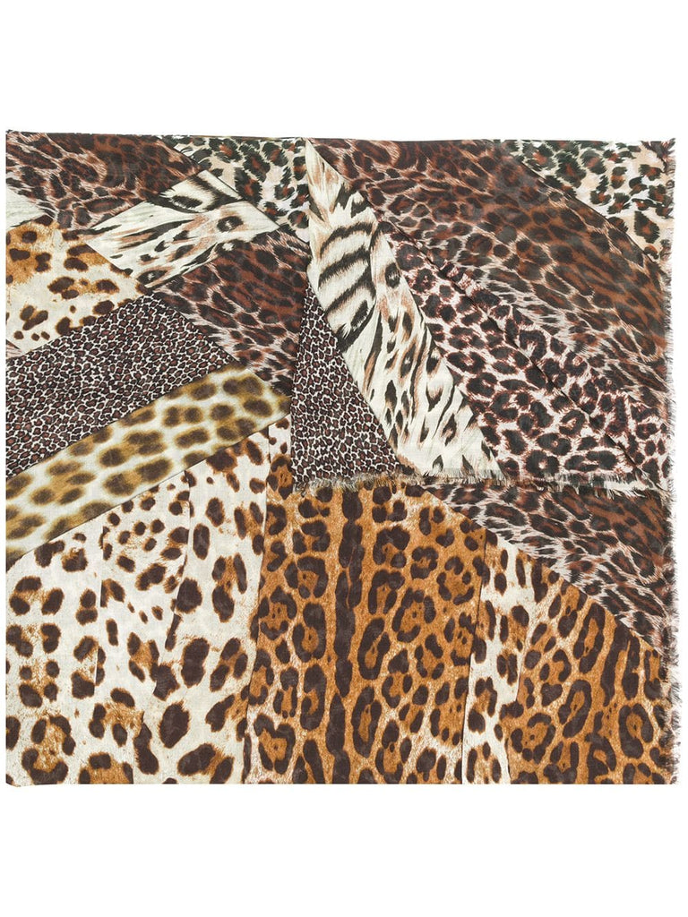 panelled leopard scarf