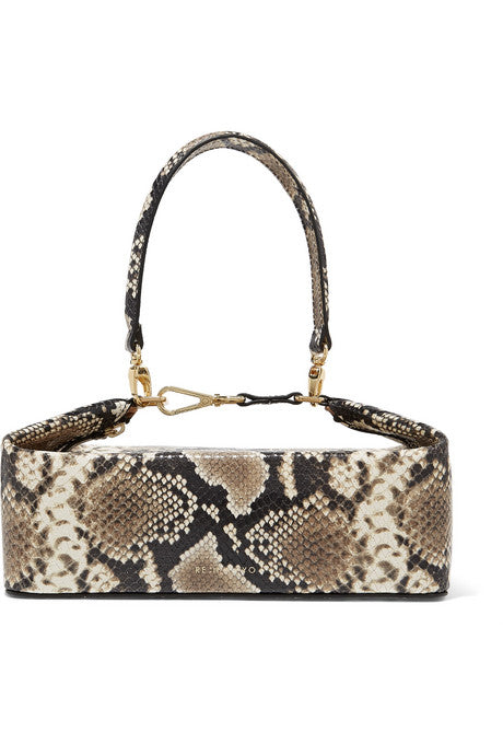 Olivia snake-effect leather tote