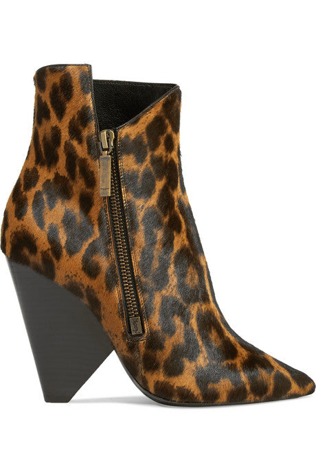 Niki leopard-print calf hair ankle boots