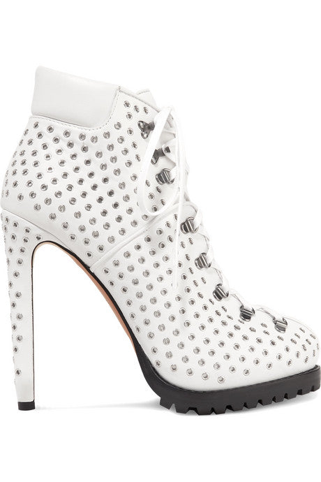 135 eyelet-embellished leather ankle boots