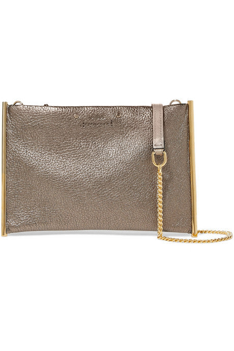 Roy small metallic textured-leather shoulder bag