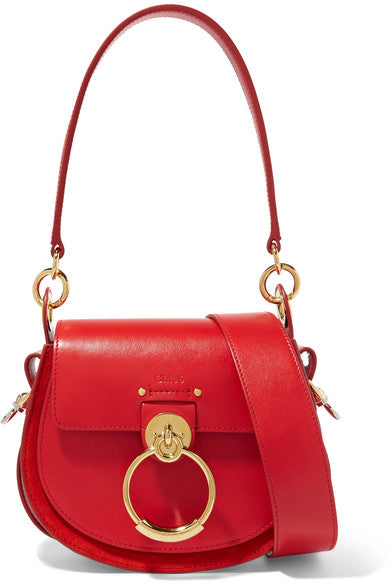 Tess small leather and suede shoulder bag